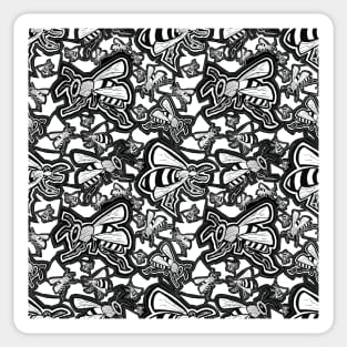 Black and White Bee Fashion Print Sticker